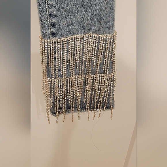 Brand New Rhinestone Fringe Jeans NWOT - Picture 4 of 8